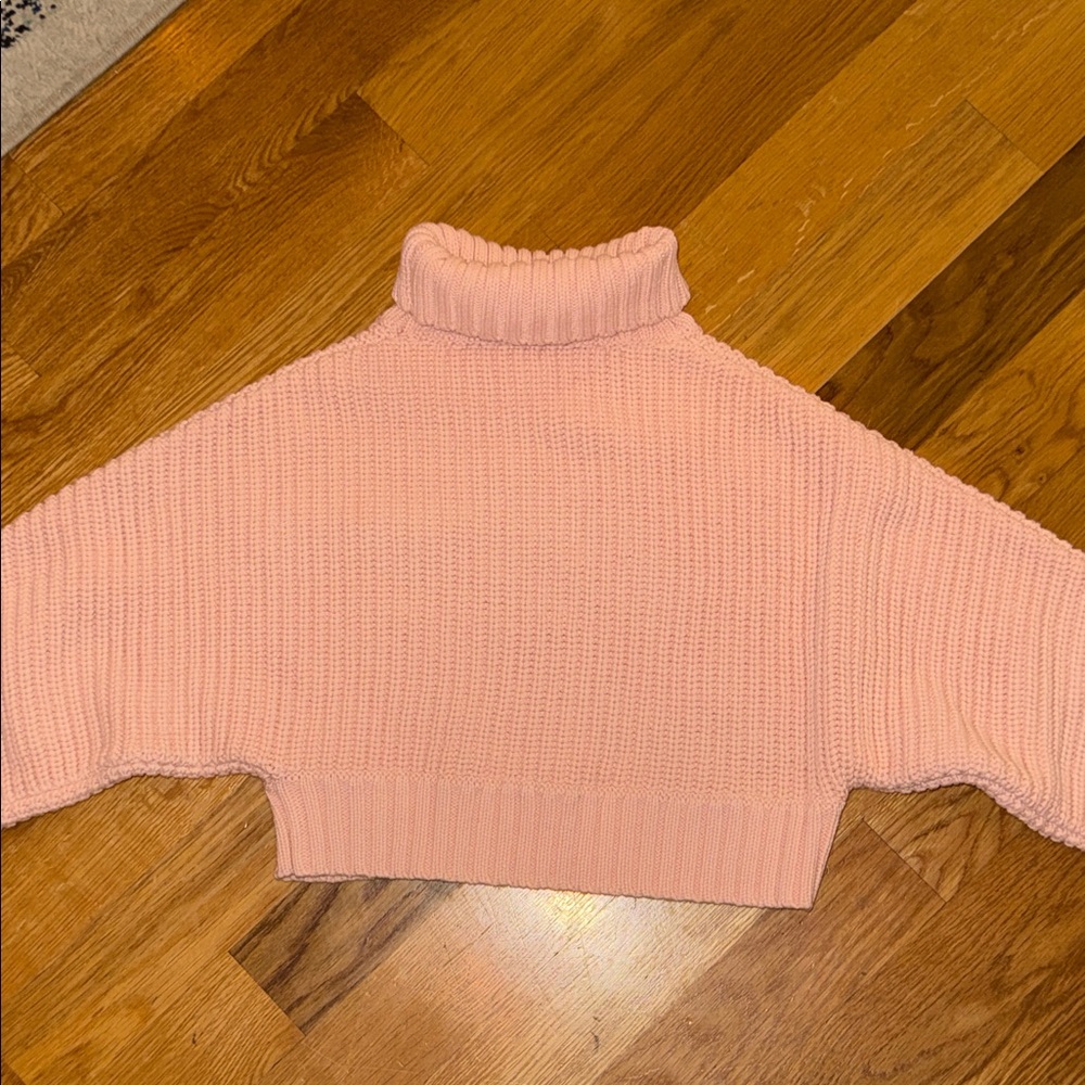 Celeste New York cute cropped Pink Peachy Women's Turtleneck cropped Sweater